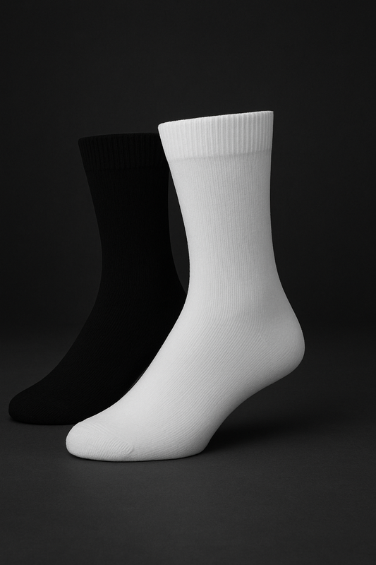 Premium Quality Kids’ School Socks – Black & White (12 pairs)