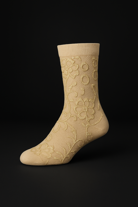 Luxury Women’s Embroidered Skin-Tone Socks – 6 Pair Gift Box | Soft, Stylish & Premium Quality