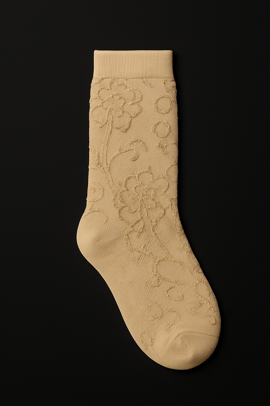 Luxury Women’s Embroidered Skin-Tone Socks – 6 Pair Gift Box | Soft, Stylish & Premium Quality