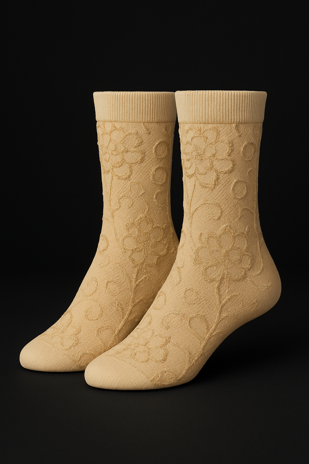 Luxury Women’s Embroidered Skin-Tone Socks – 6 Pair Gift Box | Soft, Stylish & Premium Quality